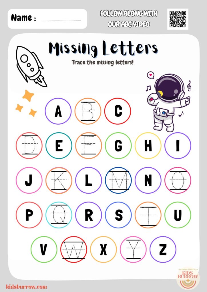 Click to download Tracing Missing Letters