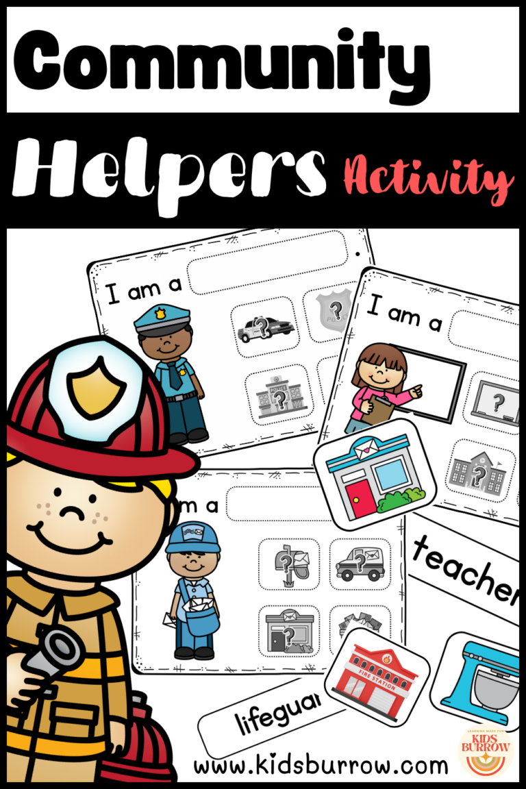 This is a graphic of a jobs sorting mats activity used during kindergarten social studies centers by kidsburrow.
