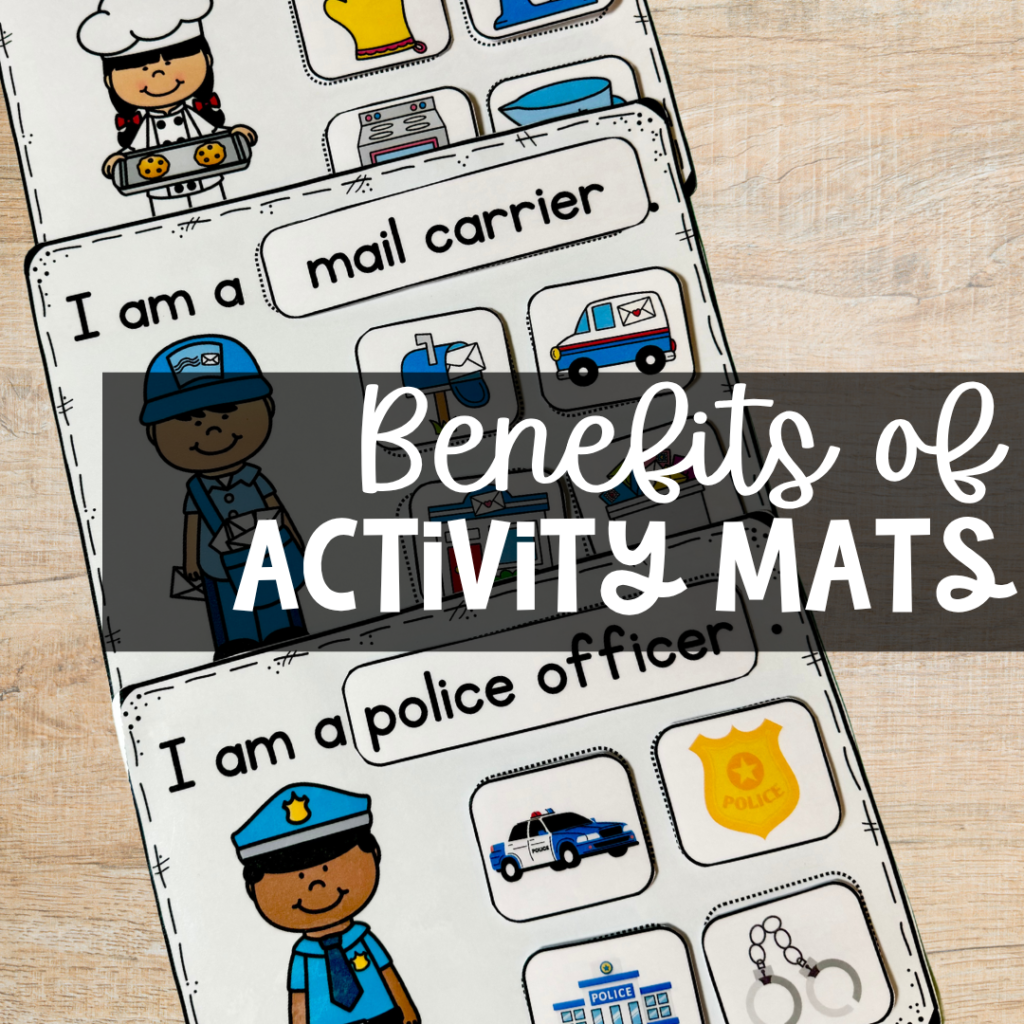 This graphic shows community helpers activity mats
